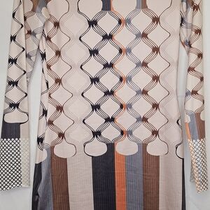 Geometric Patterned Long Sleeve Dress